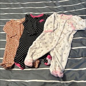 Kids Pajama Footies - Black, Orange, and White